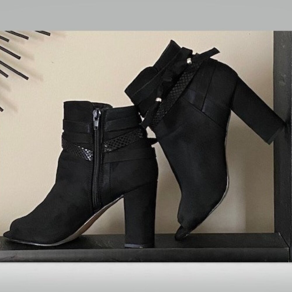 Madden Black Open Toe Ankle Booties